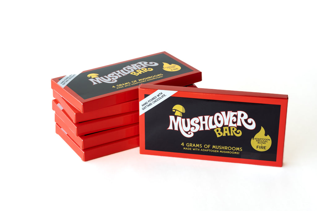 Box of 10 - Mushlover™ - Adaptogen Mushroom Chocolate Bars - Fire (Arousal)