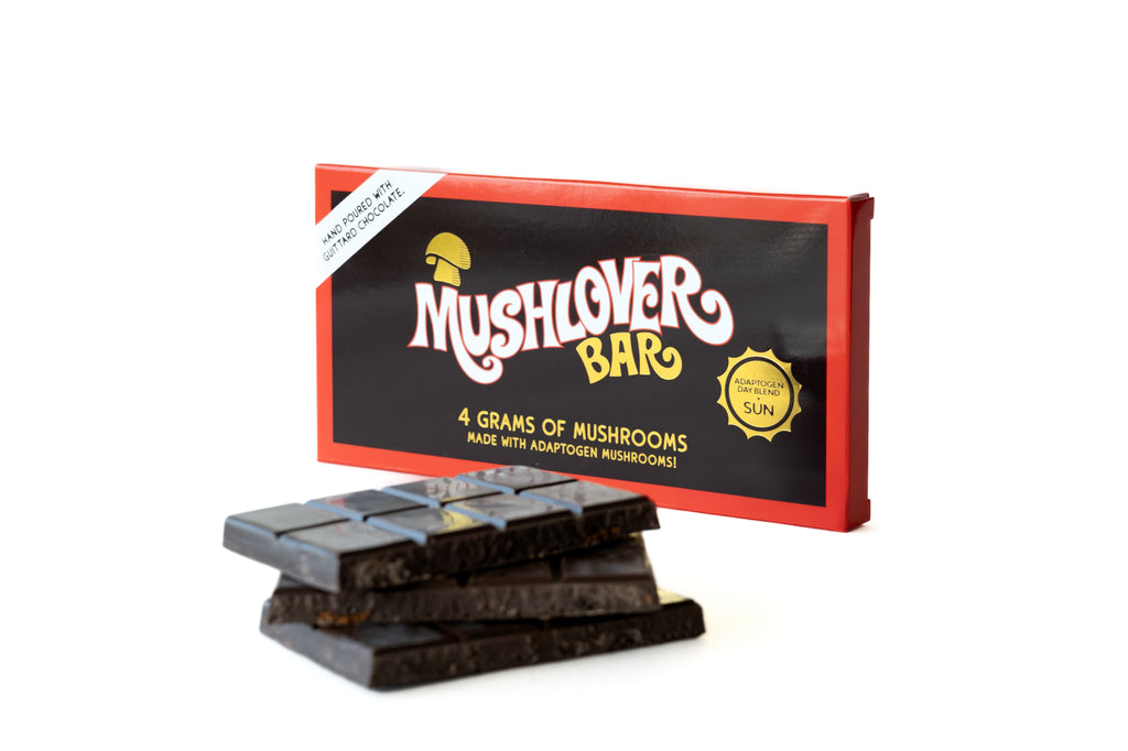 Box of 10 - Mushlover™ - Adaptogen Mushroom Chocolate Bars - Sun (Daytime)
