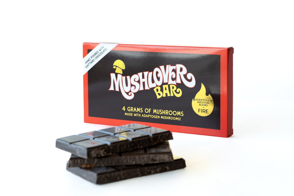 Box of 10 - Mushlover™ - Adaptogen Mushroom Chocolate Bars - Fire (Arousal)