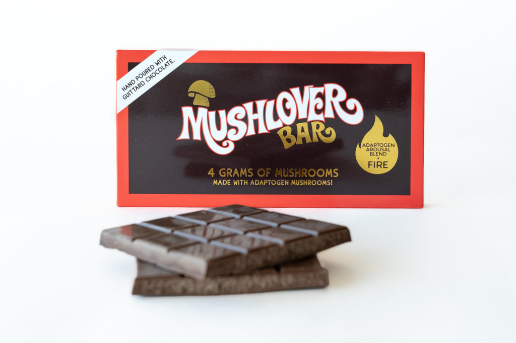 Box of 10 - Mushlover™ - Adaptogen Mushroom Chocolate Bars - Fire (Arousal)