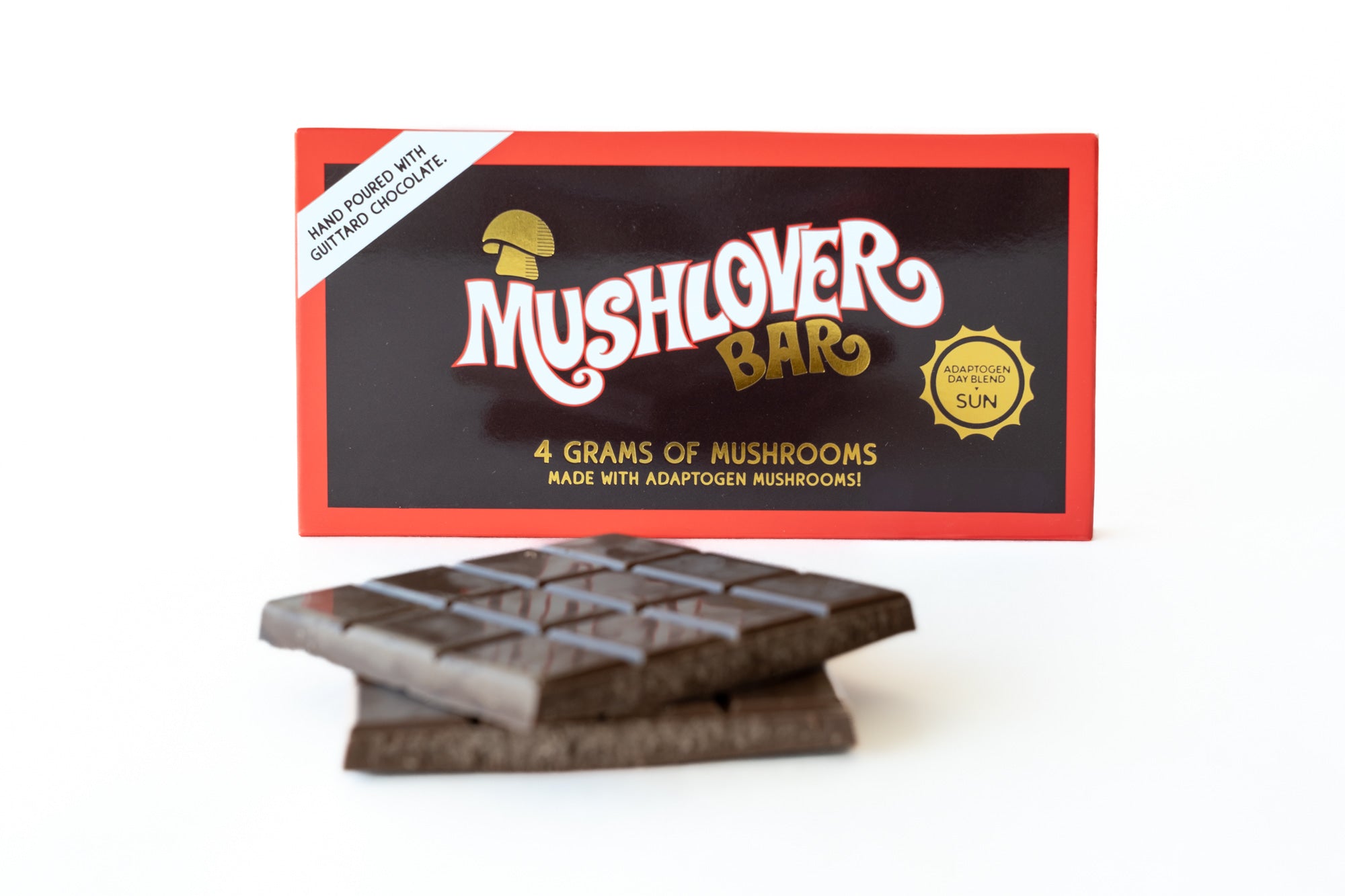 Box of 10 - Mushlover™ - Adaptogen Mushroom Chocolate Bars - Sun (Daytime)
